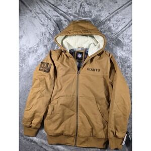 NWT New York Giants Hooded Canvas Flannel Plaid‎ Lined Chore Jacket Men's Small
